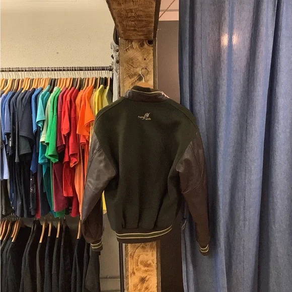 Vintage Prairie Canada Brown/Green Leather Jacket - Picture 2 of 2